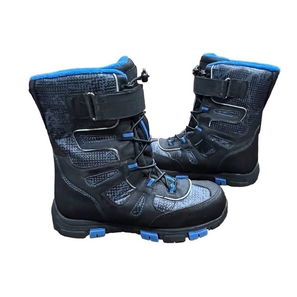 Quest Black Blue Snow Boots Size 4 Youth - Picture 1 of 12
